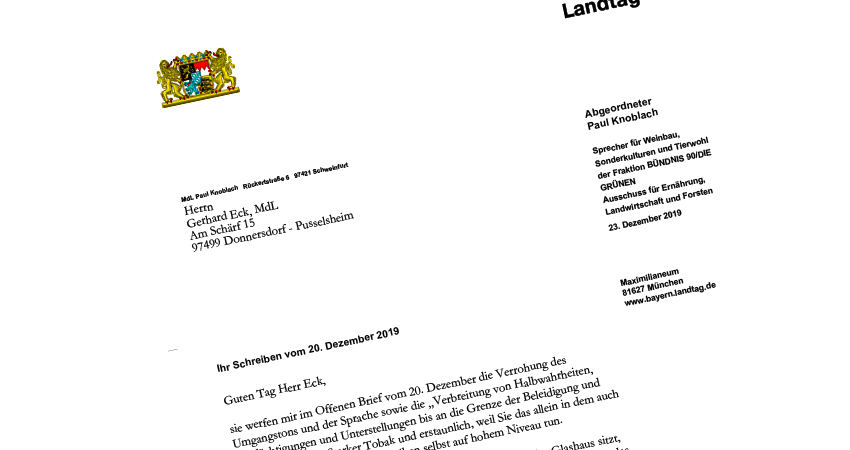 Antwortschreiben Auf Den Offenen Brief Von Staatssekretar Eck Vom Dezember 19 Paul Knoblach