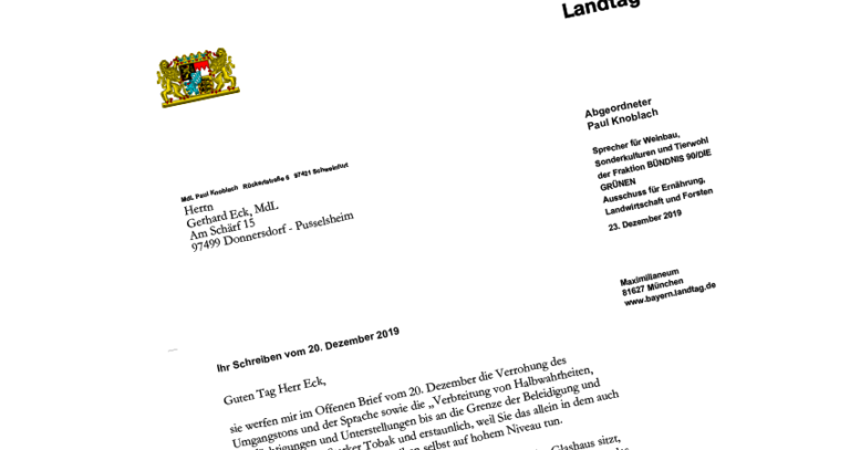 Antwortschreiben auf den Offenen Brief von Staatssekretär Eck vom 20. Dezember 2019